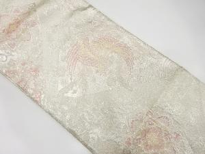 アンティーク 佐賀錦 鳳凰に華文模様織り出し袋帯(着用可)